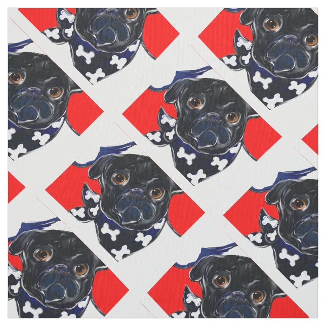 Black Pug Fabric (Swatch)
