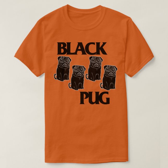 Black Pug Flag Punk Rock Dog Grumble Design T-Shirt (Design Front)