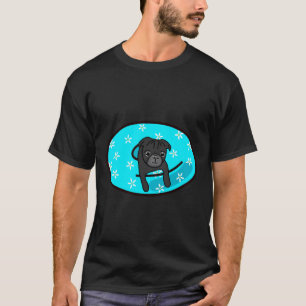 Black Pug in Blue Inner Tube 818 T-Shirt