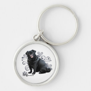 Black Pug Key Ring