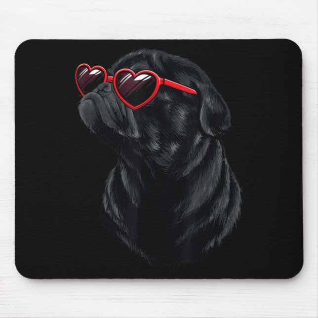 Black Pug Mama Mum Valentine Mouse Pad (Front)