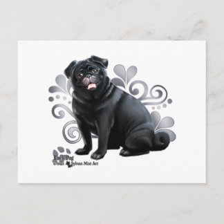Black Pug Postcard