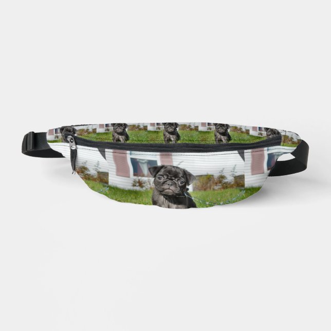 Black pug puppy bum bags (Front)