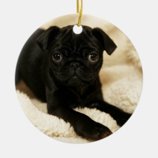 Black Pug Puppy Ceramic Tree Decoration