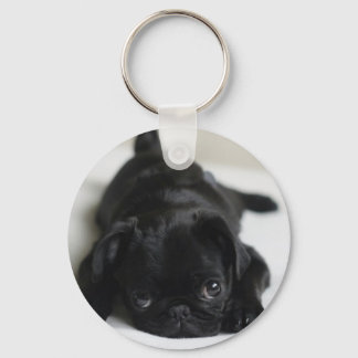 Black Pug Puppy Key Ring