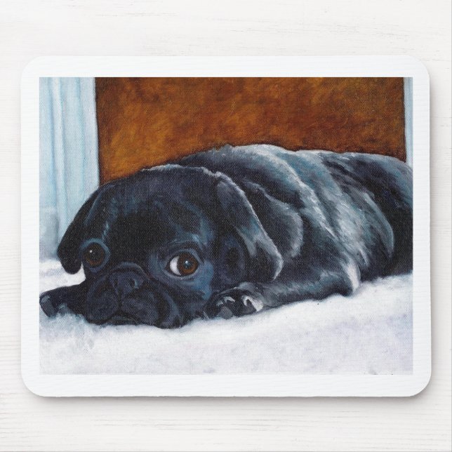 Black Pug Puppy Mouse Pad (Front)
