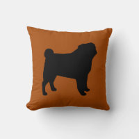 Black Pug Silhouette Burnt Orange | Dog Lover's