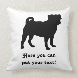 Black Pug Silhouette - Simple Vector Design Cushion