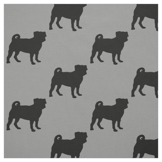 Black Pug Silhouette - Simple Vector Design Fabric (Swatch)
