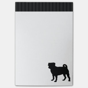 Black Pug Silhouette - Simple Vector Design Post-it Notes