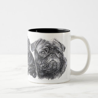 Black Pug Two-Tone Coffee Mug