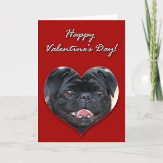 Black Pug Valentines Day Card