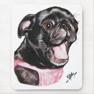 Black Pug Whassup?! Mouse Pad