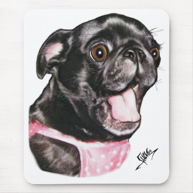 Black Pug Whassup?! Mouse Pad (Front)