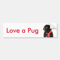 Black pug with red bow Love a pug