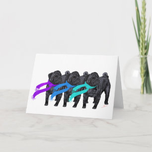 Black Pugs in Scarves Card