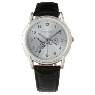 Black Puma Tribal Silver Monogram Numbers Watch