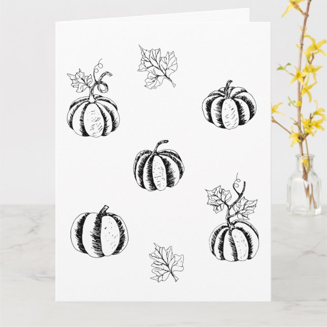 Black Pumpkin for Halloween   Card (Yellow Flower)