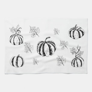 Black Pumpkin for Halloween     Tea Towel