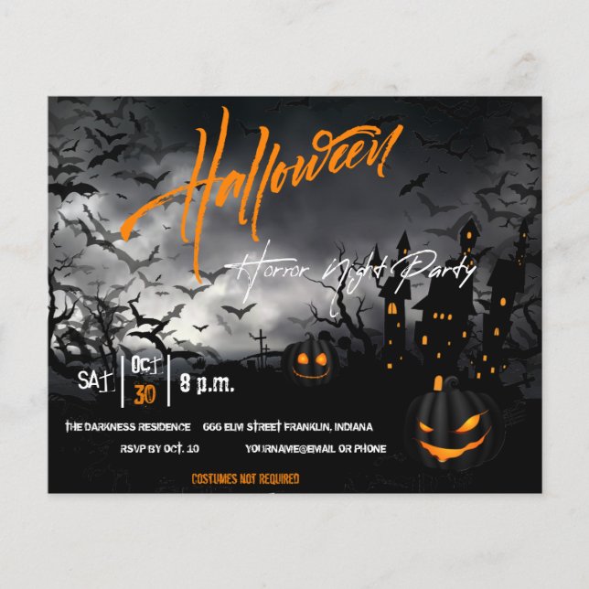 Black Pumpkin Halloween Party Invite Flyer (Front)