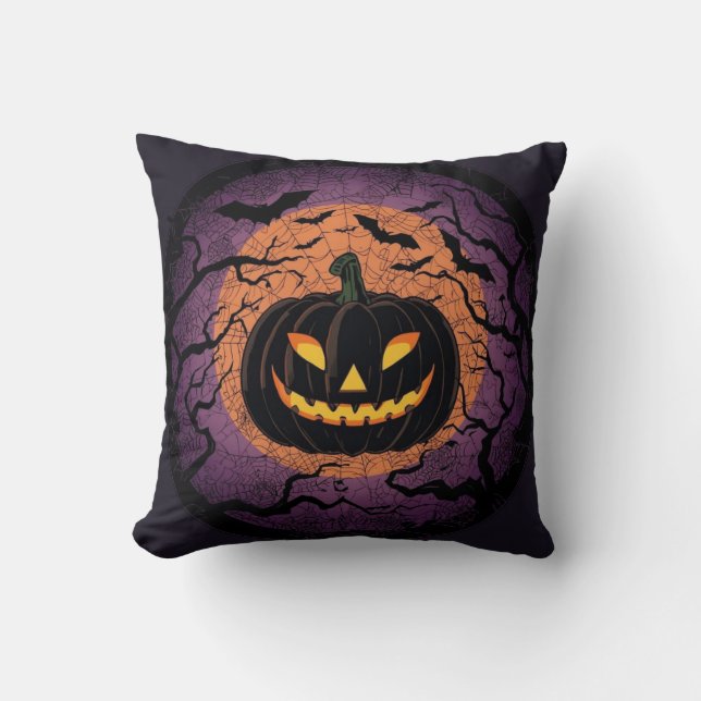  Black Pumpkin Halloween Pillow (Front)