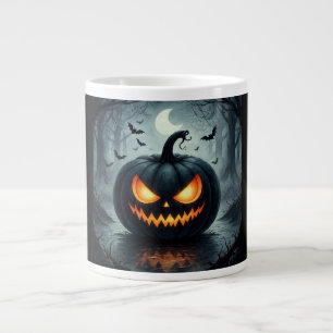 Black Pumpkin Horror ,Jack O' Lantern Large Coffee Mug