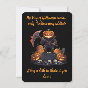🖤 Black Pumpkin King Halloween Invite 🎃