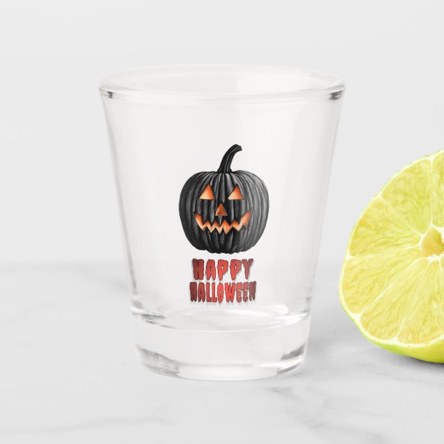 Black Pumpkin Shot Glass (Front)