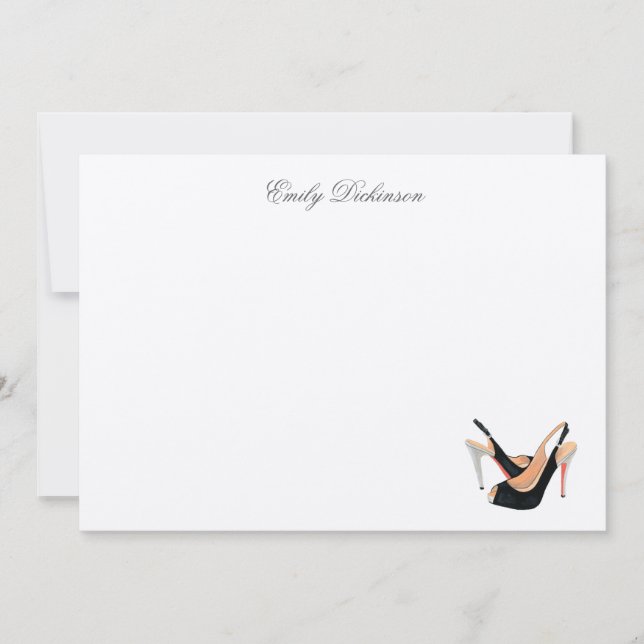 Black Pumps Personal Note Cards (Front)