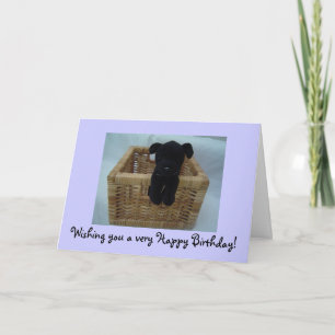 Black Puppy In A Basket Card
