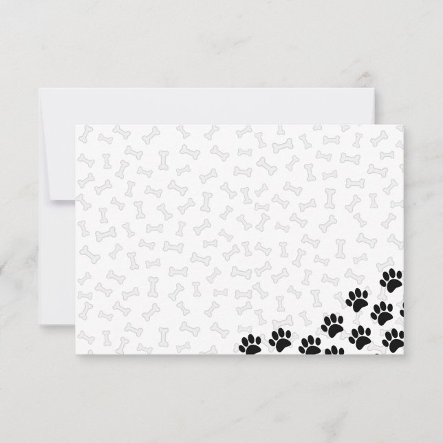 Black Puppy Paw Prints and Bones Custom Card (Front)