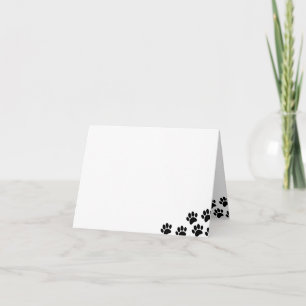 Black Puppy Paw Prints Blank Note Card