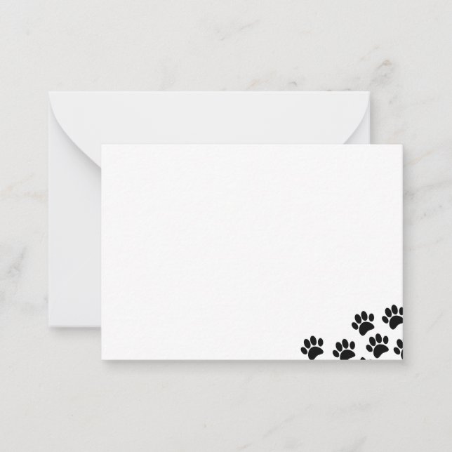 Black Puppy Paw Prints Blank Pet Card (Front)