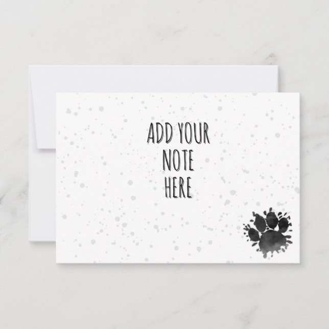 Black Puppy Paw Prints Dog Lover Custom Watercolor Card (Front)
