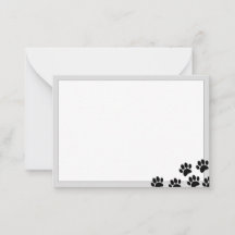 Black Puppy Paw Prints Elegant Gray Borders