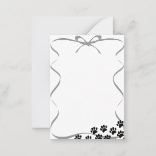 Black Puppy Paw Prints Ribbon Card