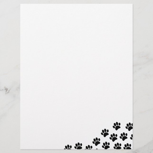 Black Puppy Paw Prints With Custom Text Custom Letterhead (Front)