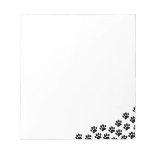 Black Puppy Paw Prints With Custom Text Pet Notepad
