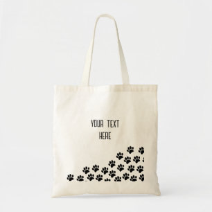 Black Puppy Paw Prints With Custom Text Tote Bag
