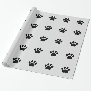 Black Puppy Paw Wrapping Paper
