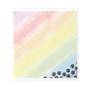 Black Puppy Paws Pastel Rainbow Watercolor Pet Notepad