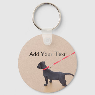 Black Puppy Prints on the Beach Keychain