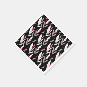 Black purple abstract red retro flower pattern napkin