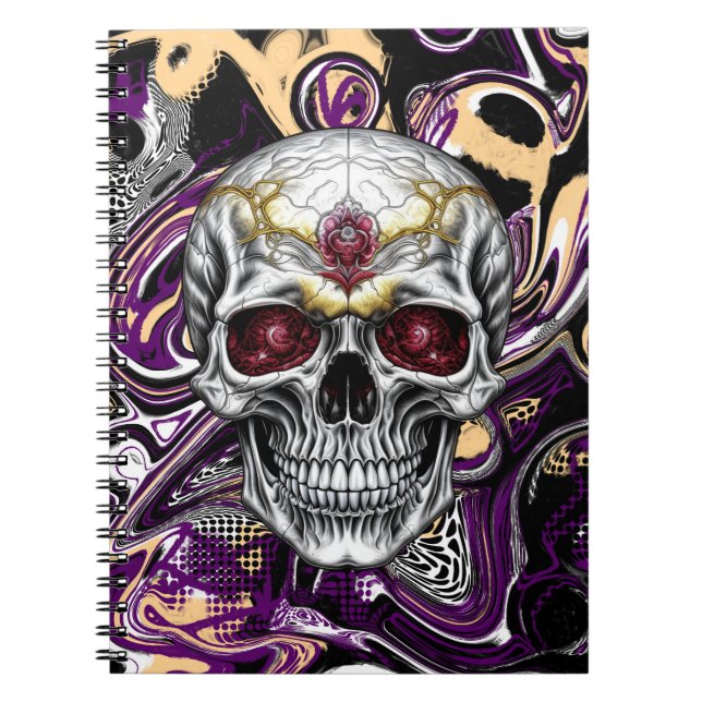Black, Purple and Gold Sugar Skull Notebook (Front)