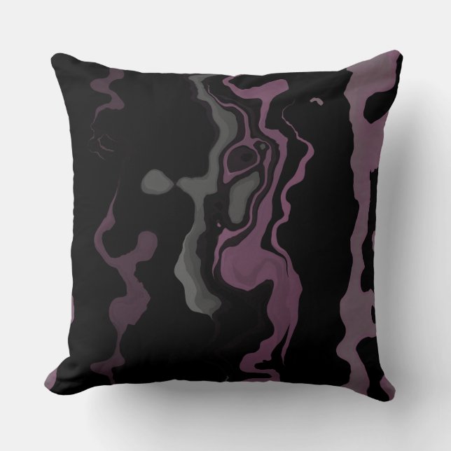 Black, purple and grey abstract cushion (Front)
