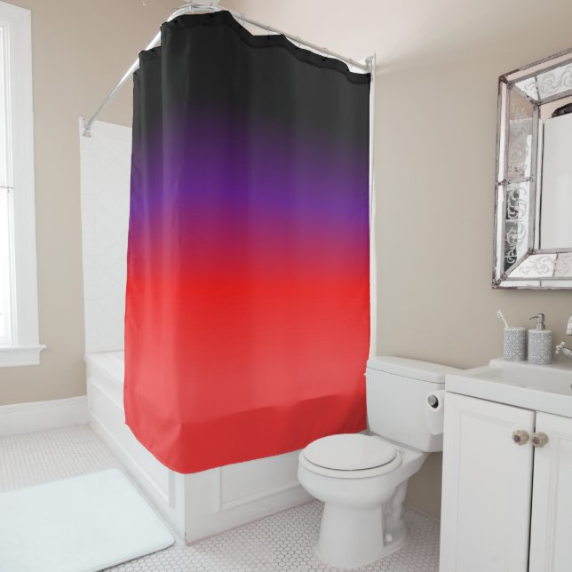 Black, Purple and Red Gradient Shower Curtain (In Situ)