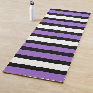 Black, Purple and White Stripes Yoga Mat