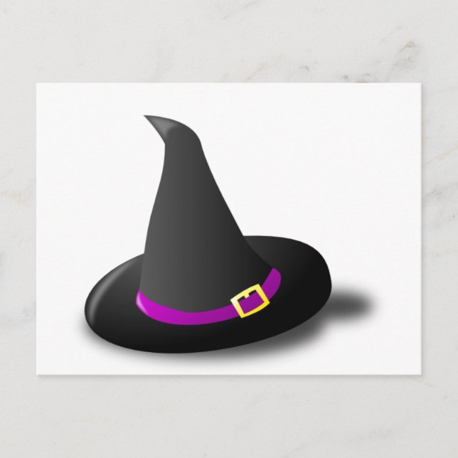 Black, Purple, and Yellow Witch Hat with Bent Tip Postcard (Front)
