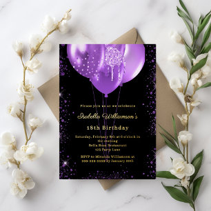Black purple balloons birthday gold