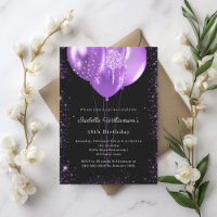 Black purple balloons birthday 